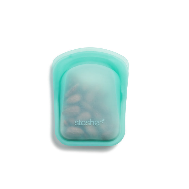 Stasher Reusable Silicone Pocket Size Bag 2 Pack – Clear + Aqua