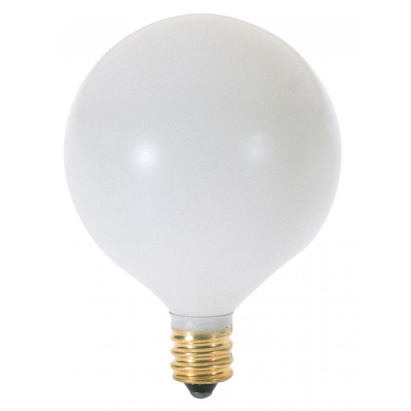 G16 1/2 Incandescent Globe Light Bulb – Candelabra Base – Satin White