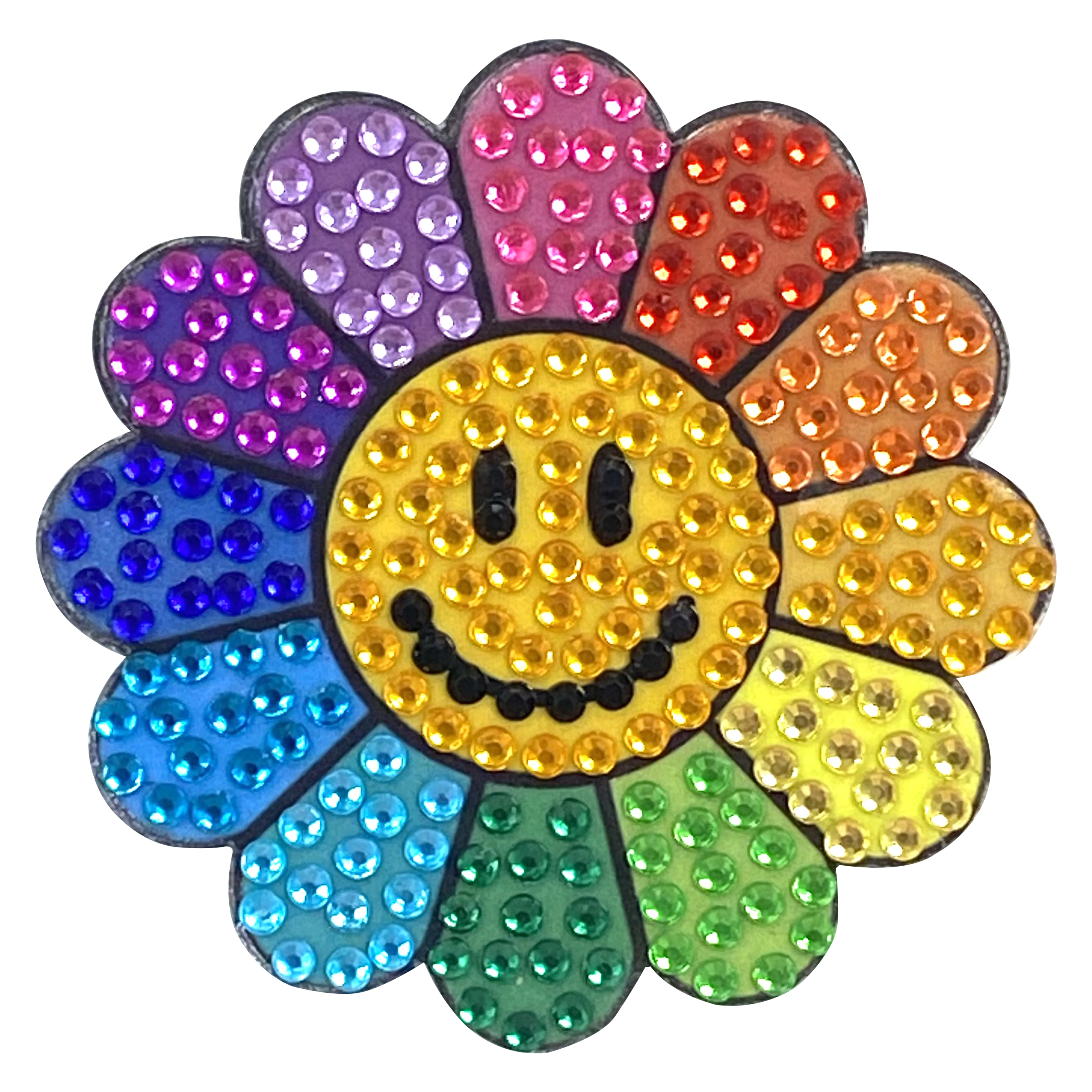 StickerBeans Rainbow Daisy Sparkle Sticker – 2"