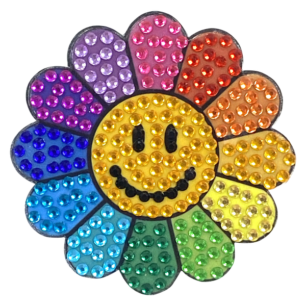 StickerBeans Rainbow Daisy Sparkle Sticker – 2"
