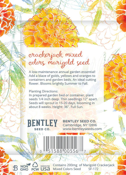 Bentley Seed Company – Marigolds for Mom - Marigold Seed Packet
