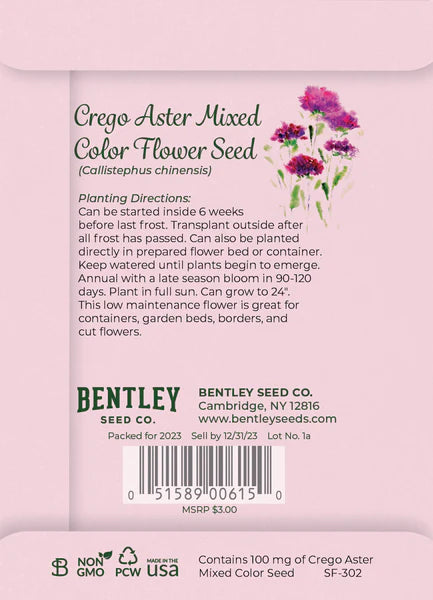 Bentley Seed Company – A Small Token – Thank You - Aster Seed Packet