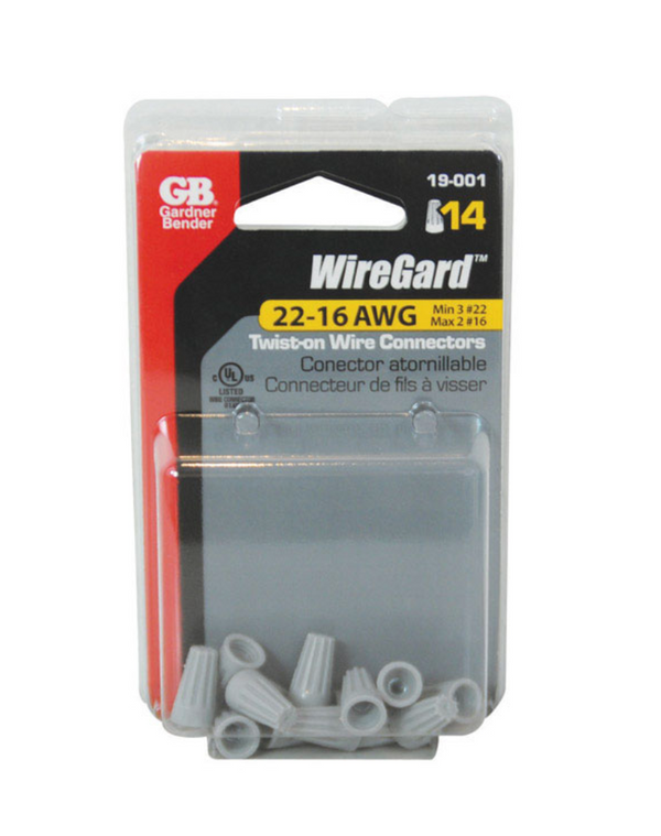 Twist-On Wire Connectors – 22-16 AWG – Gray – Pack of 14