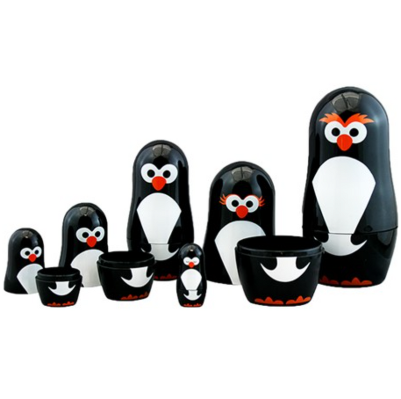 Penguin Parade Nesting Dolls - 6 Matryoshka Penguins
