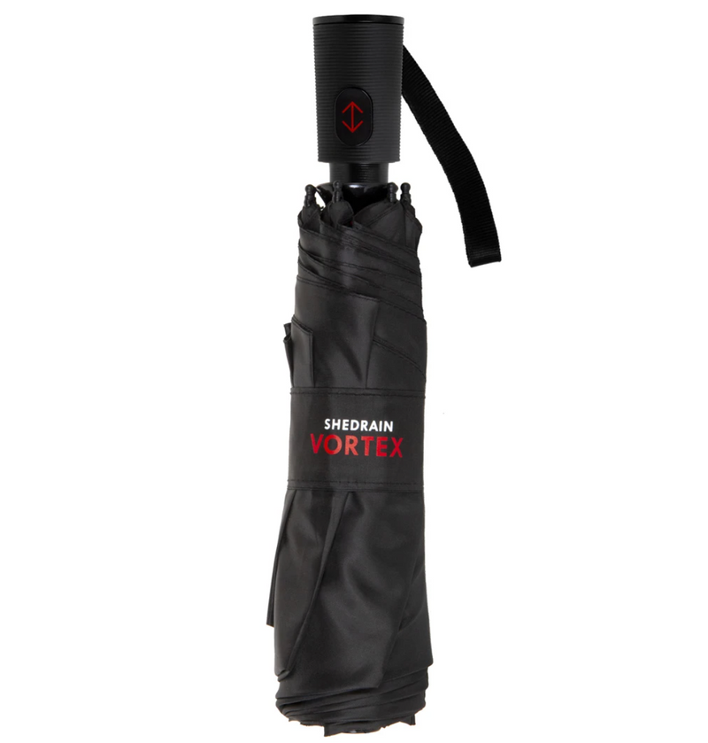Vortex Vented Auto Open & Close Compact Windproof Umbrella – Black