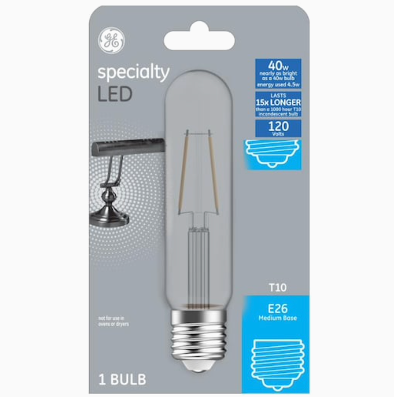 Tubular LED Soft White Clear Light Bulb – 450 Lumens (4.5-Watts) 40W Equivalent