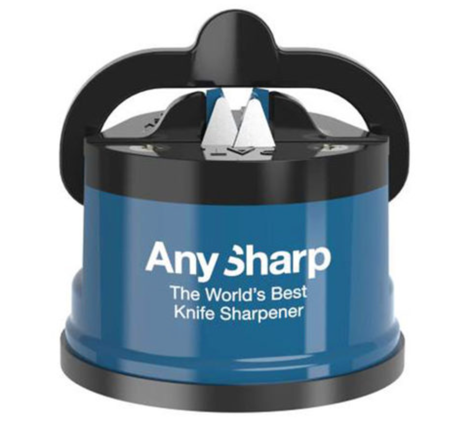 AnySharp Pro Knife One Handed Use Sharpener With Power Grip Surface – Blue