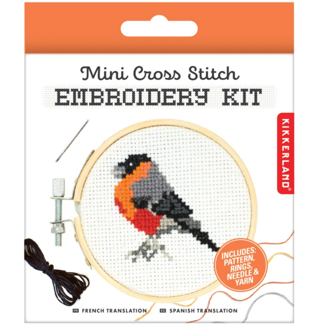 Kikkerland Mini Cross Stitch Embroidery Kit - Bird