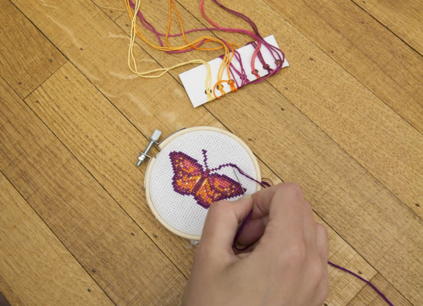 Kikkerland Mini Cross Stitch Embroidery Kit – Butterfly