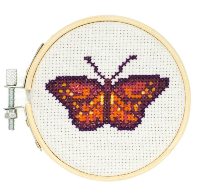 Kikkerland Mini Cross Stitch Embroidery Kit – Butterfly