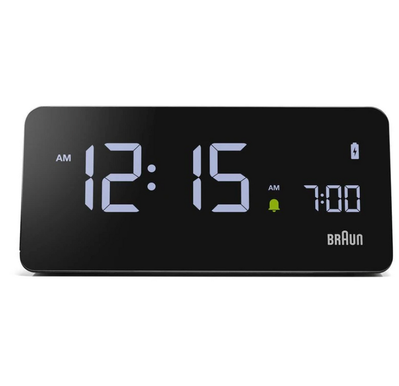 Braun Digital Clock – Wireless Charging Dock - Black