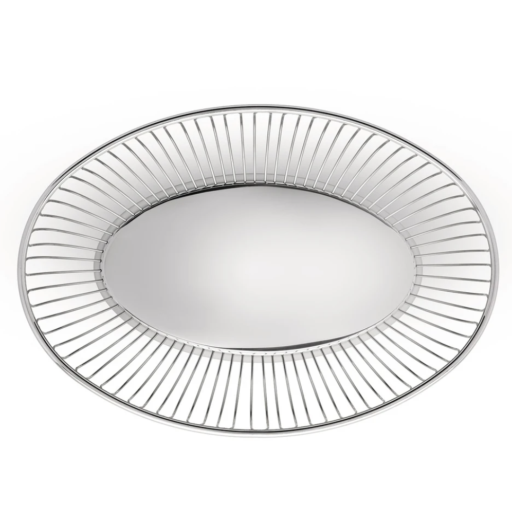 Alessi "829" Oval Wire Metal Basket – 11"x 8" –  Polished Stainless