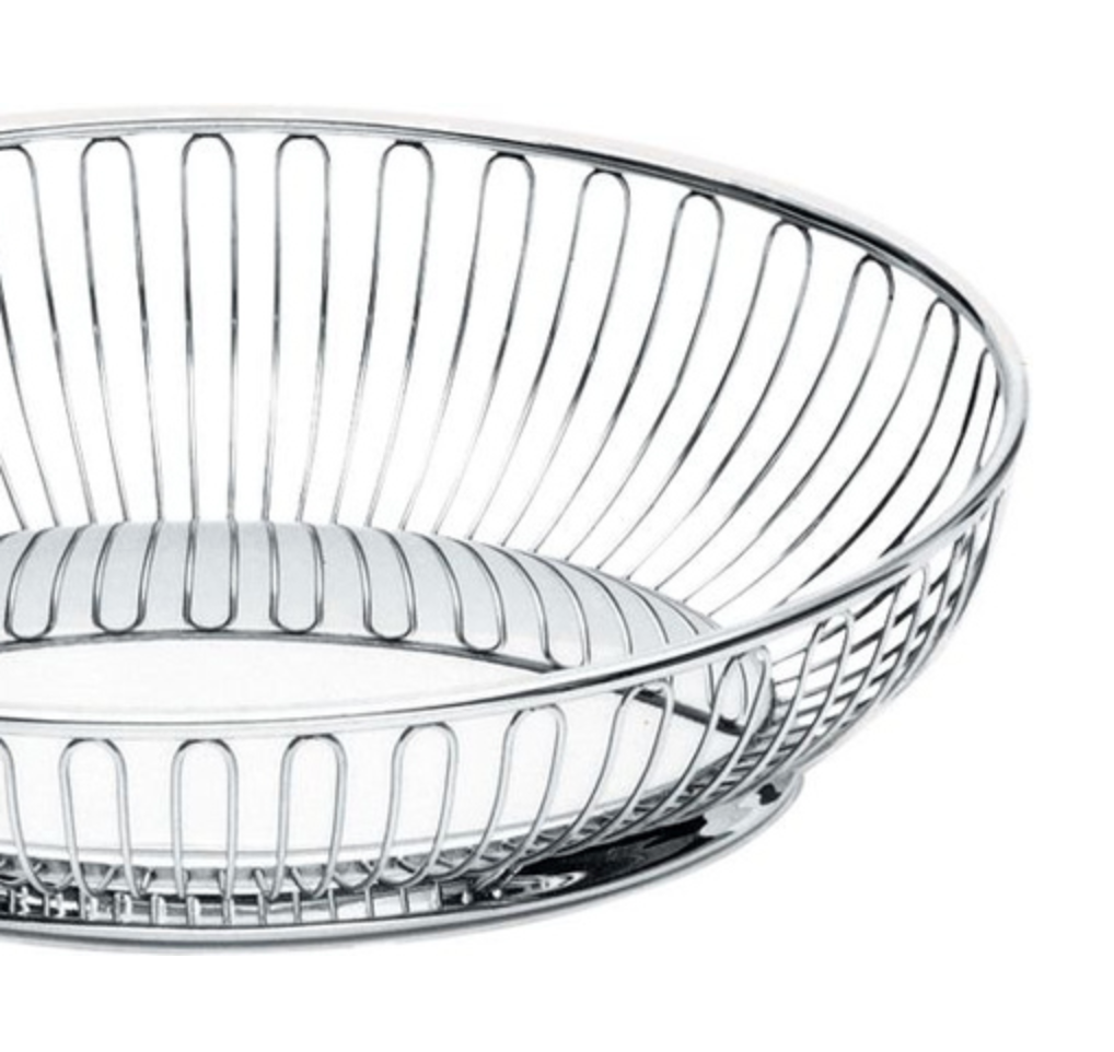 Alessi "829" Oval Wire Metal Basket – 11"x 8" –  Polished Stainless