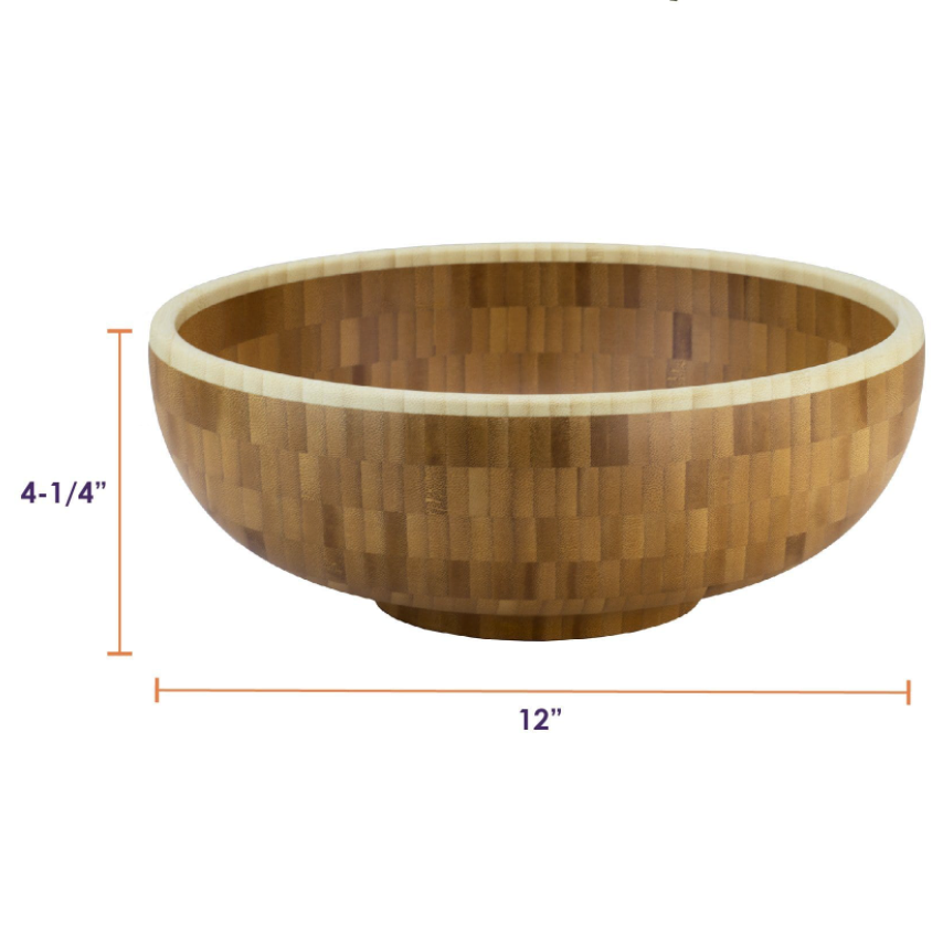 Totally Bamboo Classic Large Bamboo Serving Bowl – 12"Dia. x 4-1/2"