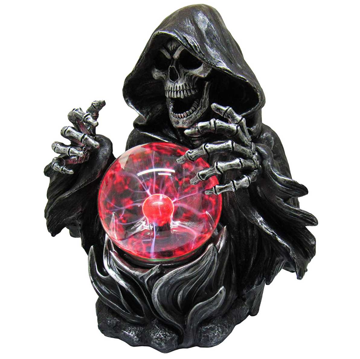 Grim Reaper Gothic Figurine Lamp With Crystal Plasma Orb – 24"