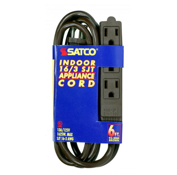 16/3 SJT Extension Cord – 6ft. – Brown