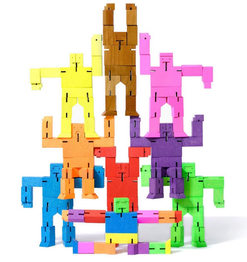 Cubebot Mini – A Wooden Toy Robot – Assorted Colors – Sold Individually
