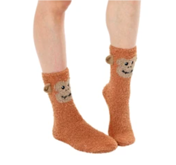 Living Royal Fuzzy Crew Slipper Socks – Monkey