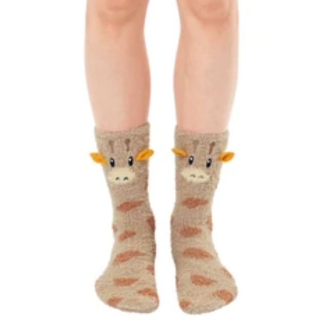 Living Royal Fuzzy Crew Slipper Socks – Giraffe