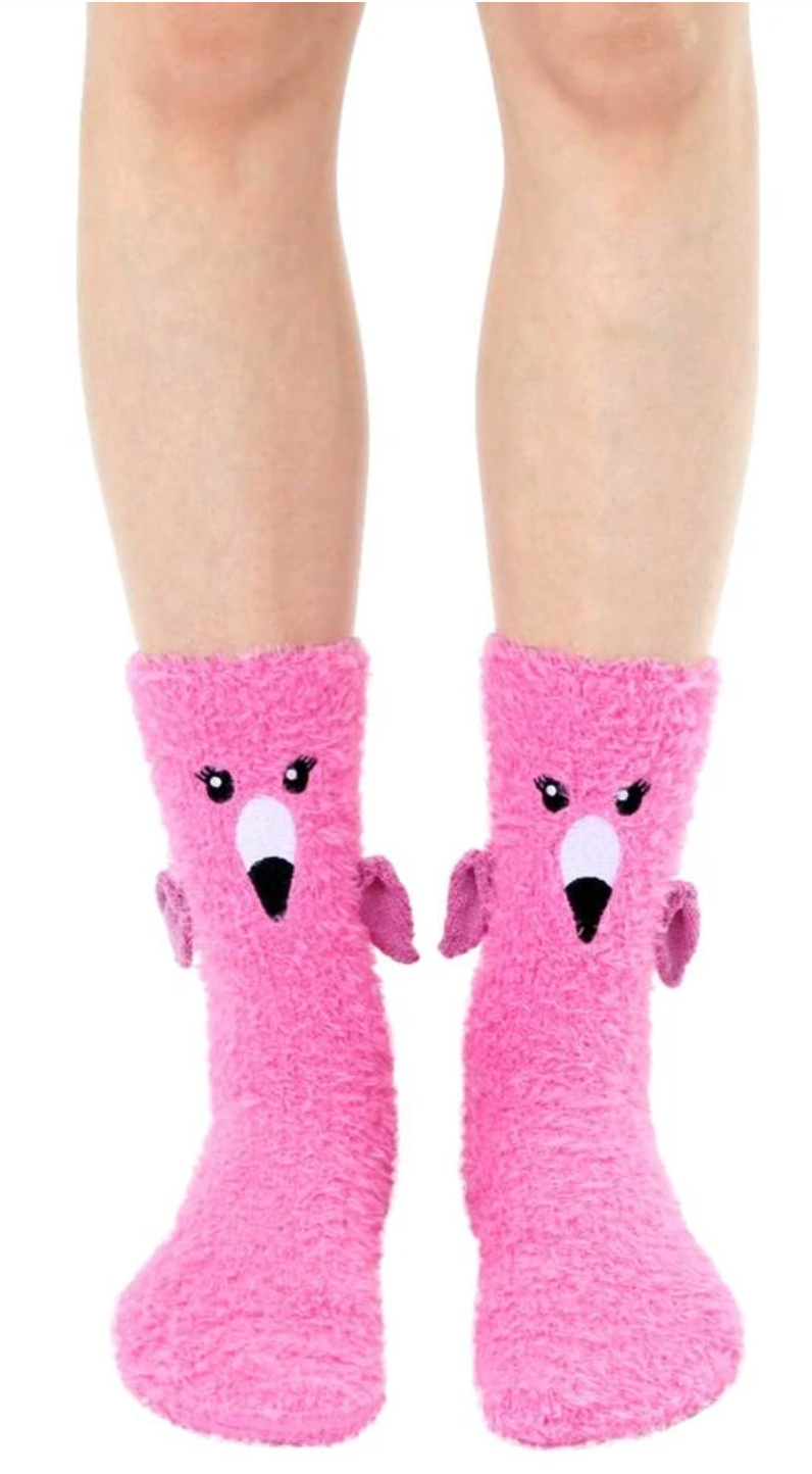 Living Royal Fuzzy Crew Slipper Socks – Flamingo