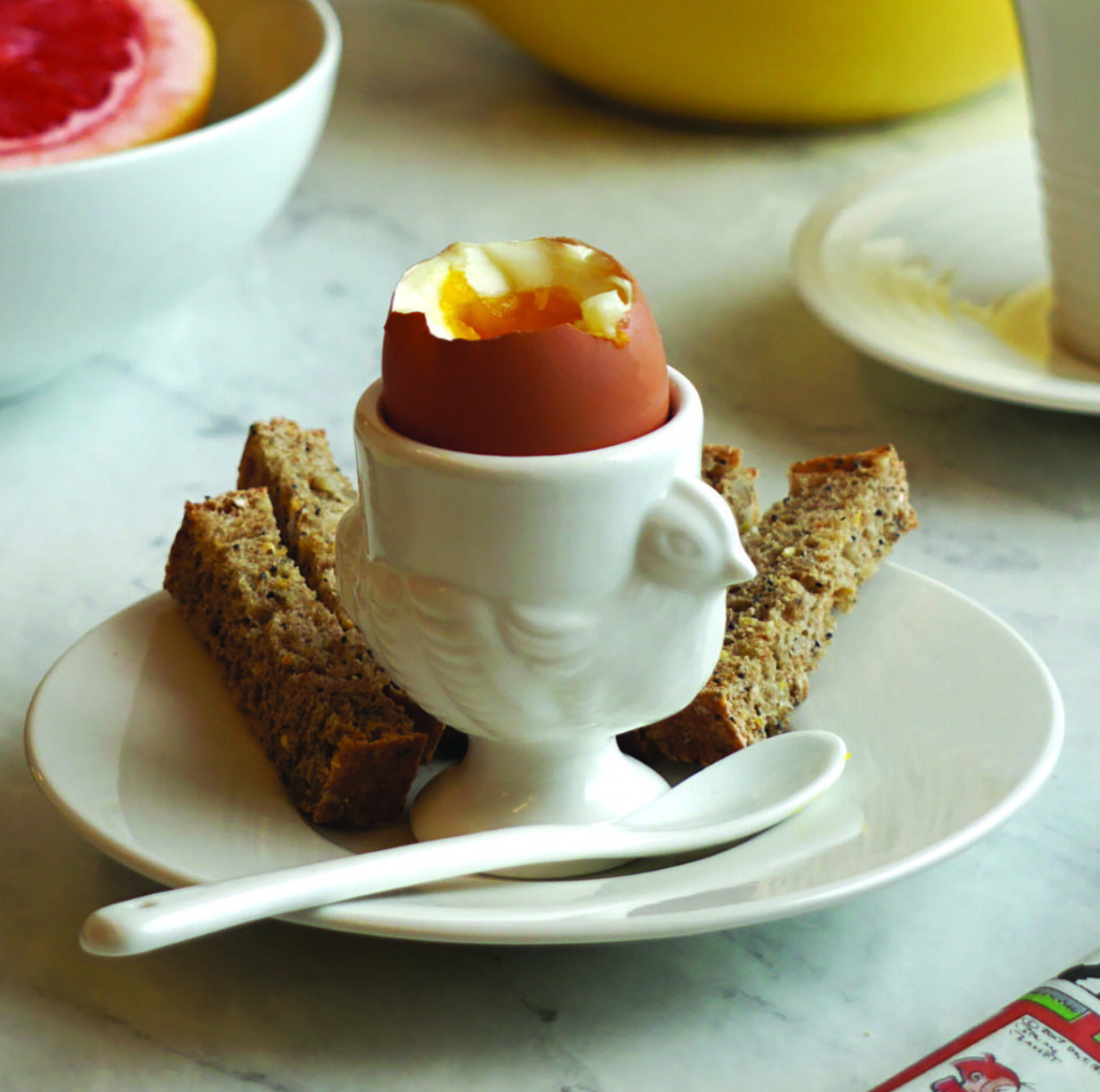 Porcelain Egg Cup & Spoon Set in White – 8 pc set