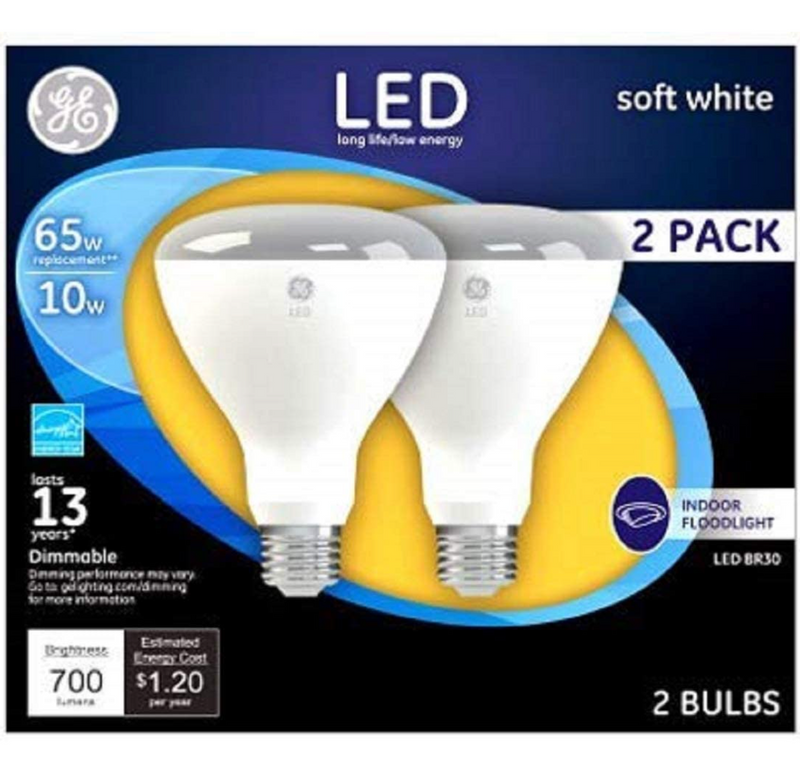 GE LED BR30 Flood Light Bulb – 65W Replacement – 2 Pack