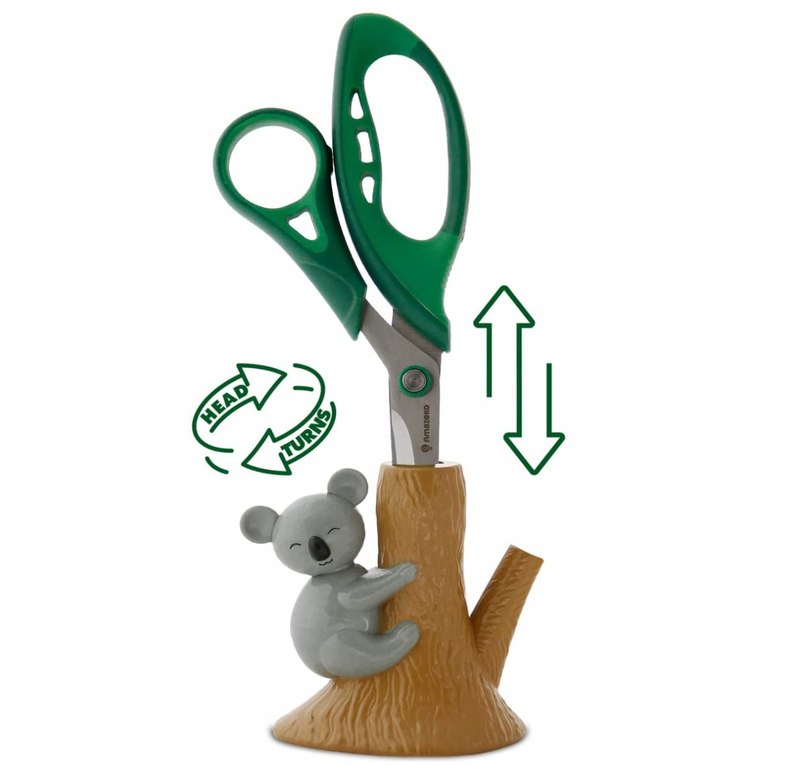 Scissors with Animated Koala Holder | Stainless Steel | Sized Right for Adults
