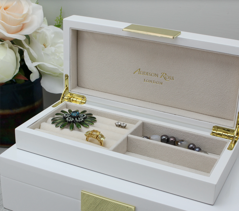 Addison Ross Large White Lacquer Jewelry Box