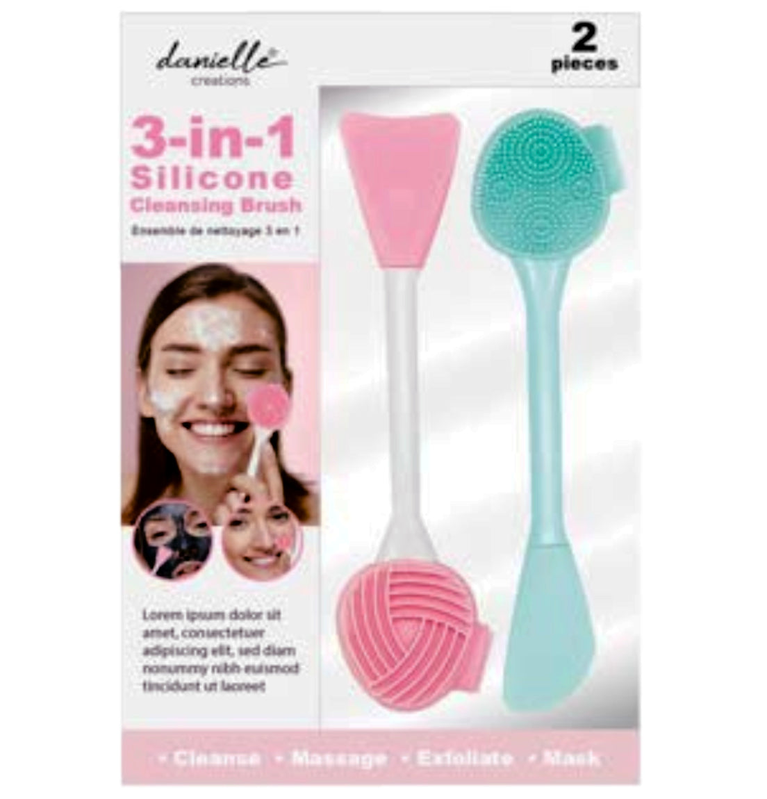 3-in-1 Silicone Facial Cleansing Brush – Set of 2