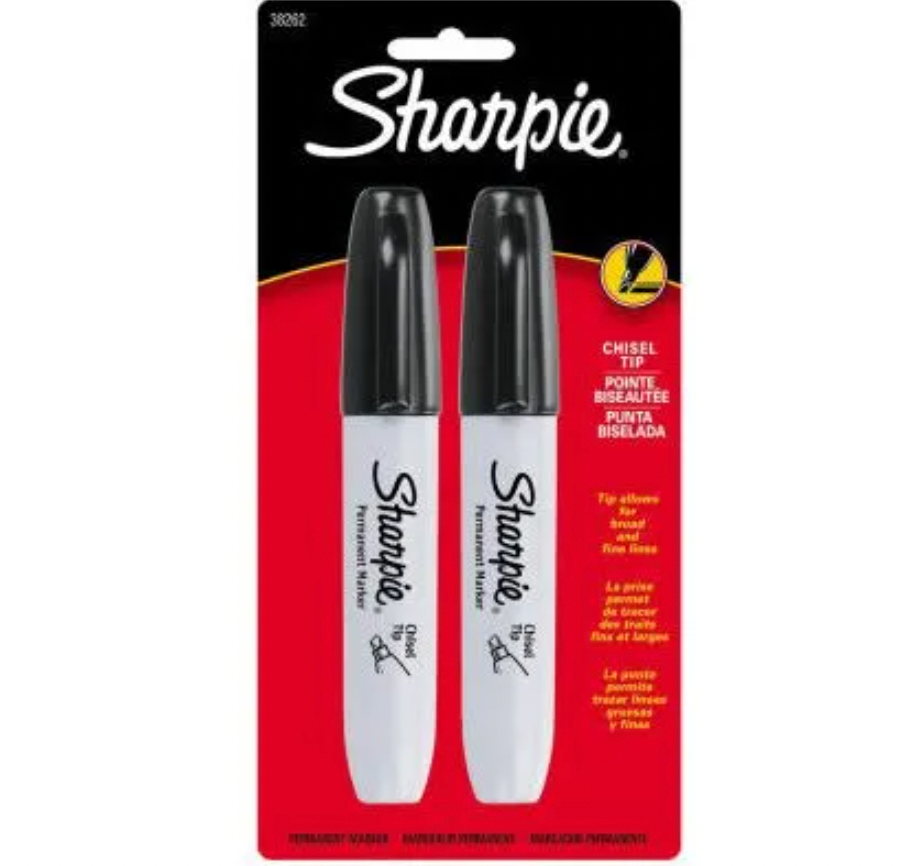 Sharpie Black Chisel-Tip Permanent Markers – Black – 2 Pack