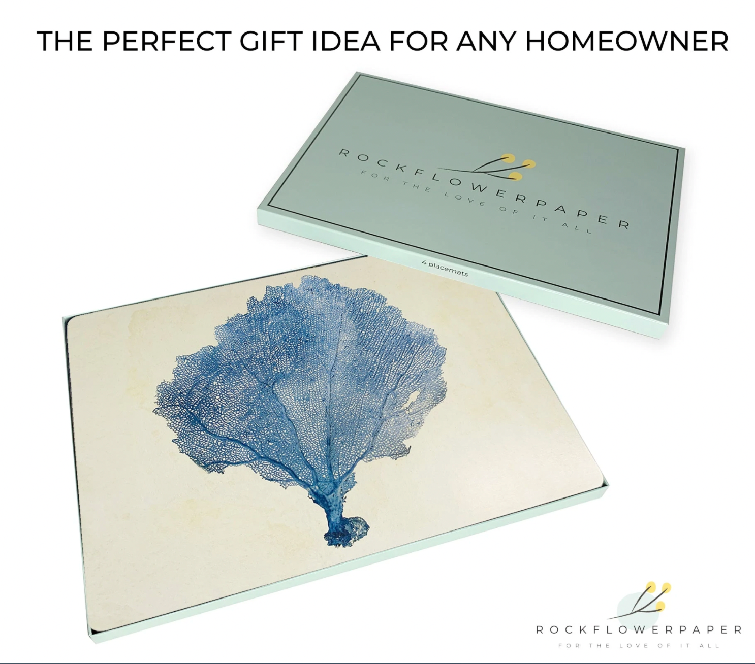 Blue Sea Fan Art Hardboard Placemats – Boxed 4 Pack