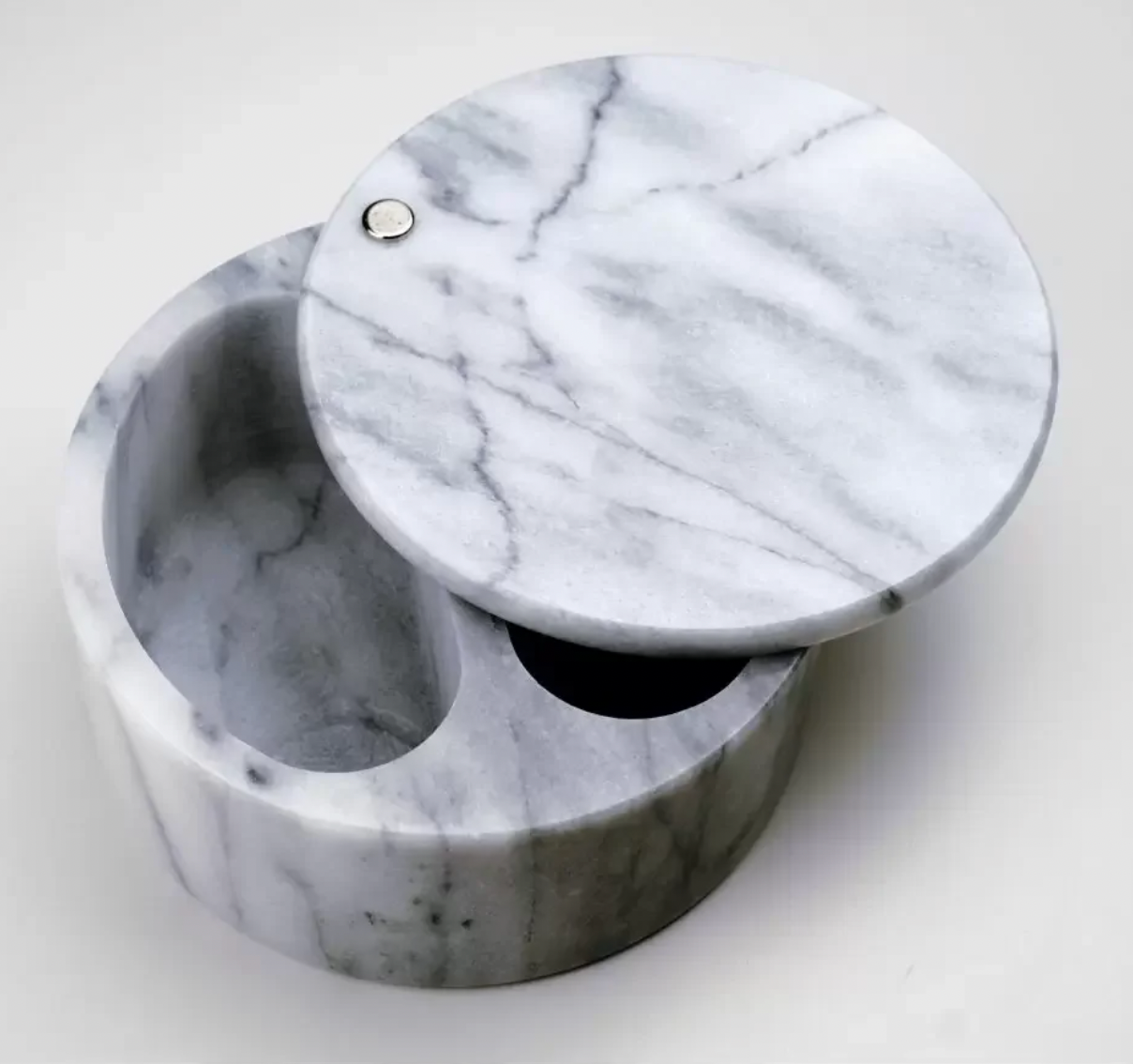 Salt Box with Swivel Top - White Marble