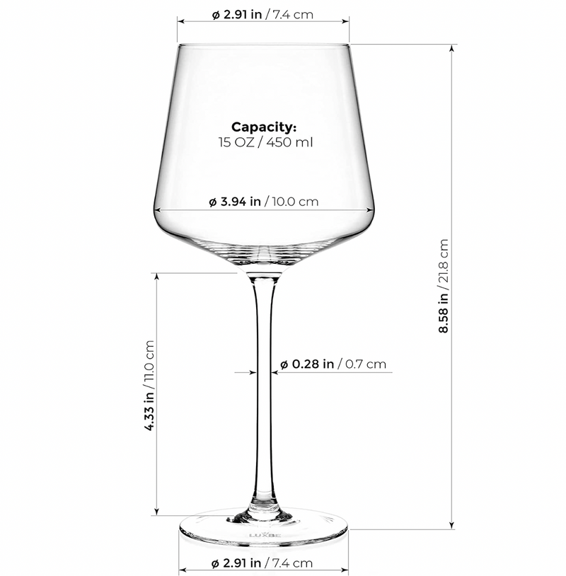 Crystal Wine Glasses – Set 4 – 15.3oz