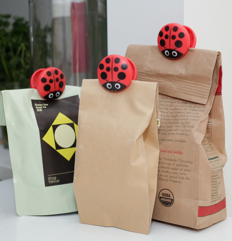 Kikkerland Ladybug Bag Clips – Set of 6