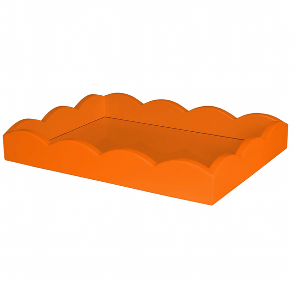 Addison Ross Small Scallop Lacquered Tray – Orange – 11" x 8"