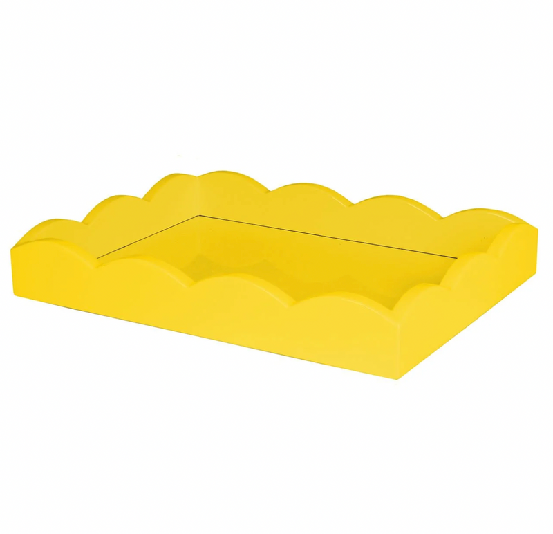 Addison Ross Small Scallop Lacquered Tray – Yellow – 11" x 8"