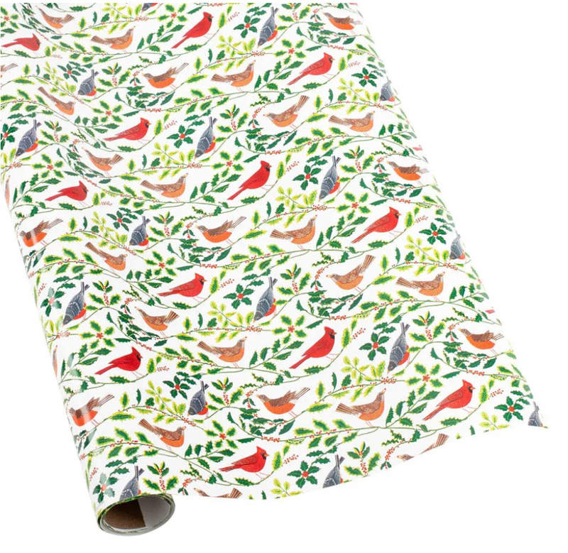 Songbirds And Holly White Gift Wrapping Paper - 30" x 8' Roll –  Local Delivery Only