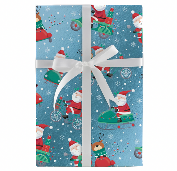 Santa And Snowmobiles Gift Wrap Roll - 30" x 10' Roll –  Local Delivery Only