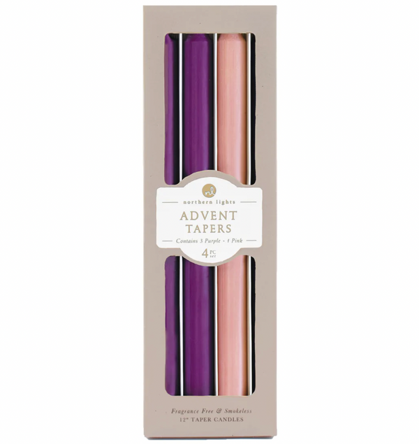 Northern Lights Advent Taper Candles – 3 Purple / 1 Soft Pink
