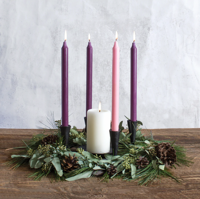 Northern Lights Advent Taper Candles – 3 Purple / 1 Soft Pink