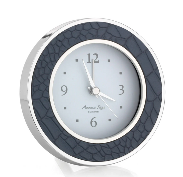 Addison Ross Faux Croc Alarm Clock – Blue & Silver – S. Feldman
