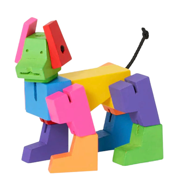Cubebot – Milo The Wooden Dog Robot Toy Puzzle – Multi- Colored