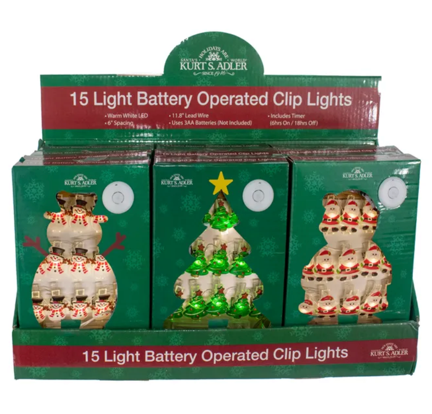 Battery-Operated String Lights – Snowman or Santa – Each Sold Separately