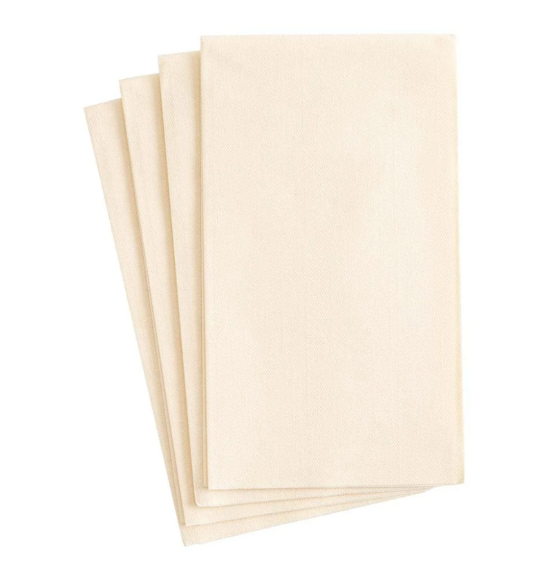Caspari Paper Linen Solid Guest Towels - Ivory – 12pk