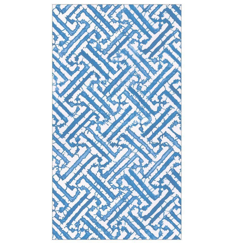 Caspari Fretwork Blue Paper Guest Towel Napkins - 15 Pk