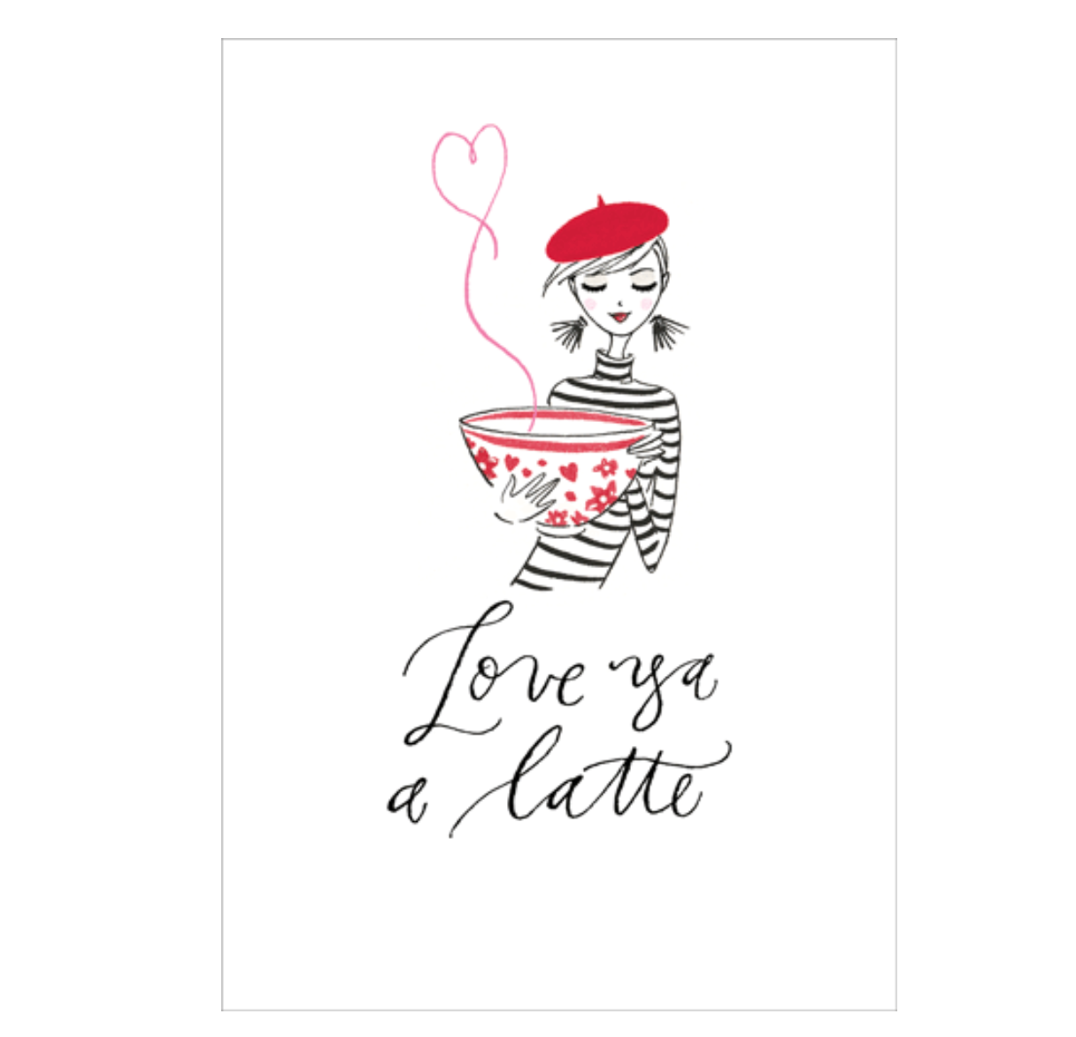 Caspari – Love Ya A Latte Valentine's Card – 1 Card & 1 Envelope
