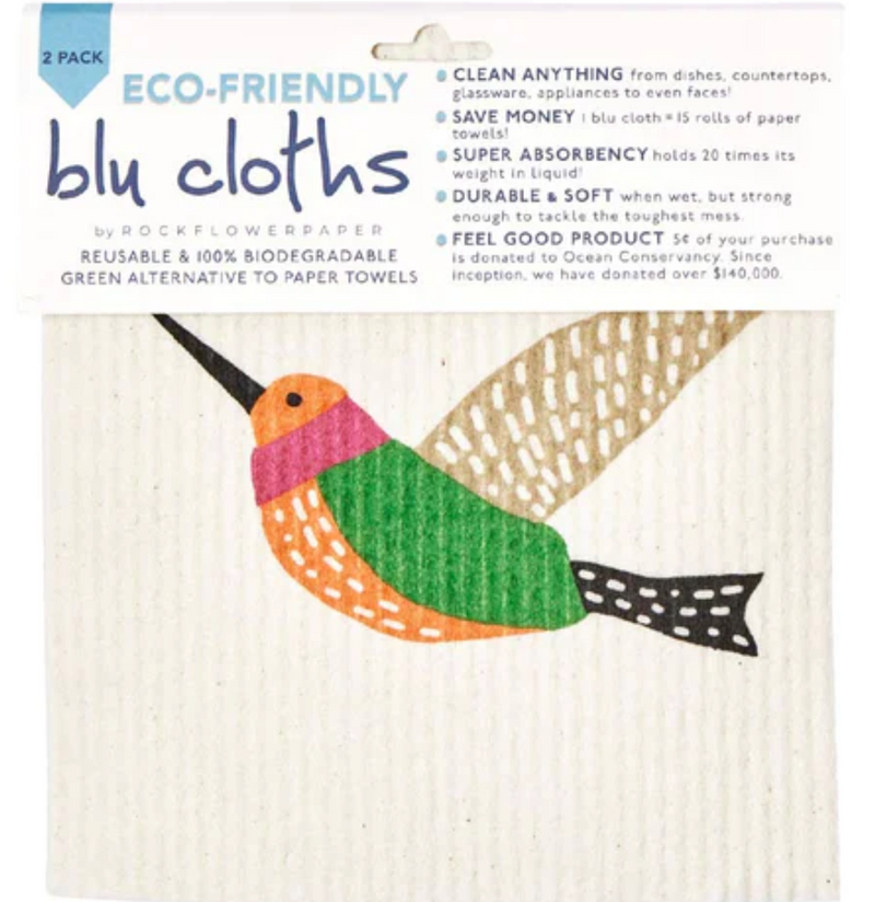 Hummingbirds Blu Swedish Dish Cloths – Set of 2