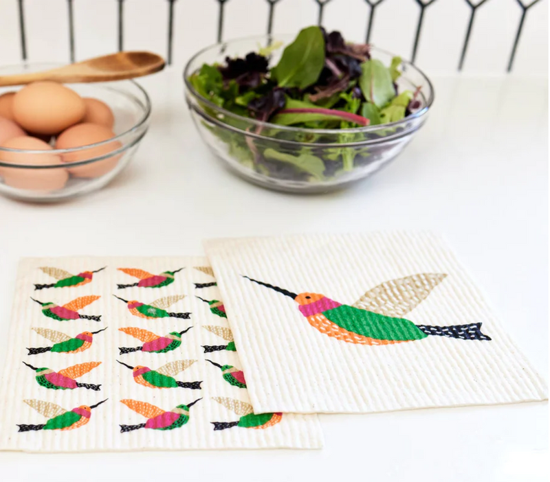 Hummingbirds Blu Swedish Dish Cloths – Set of 2