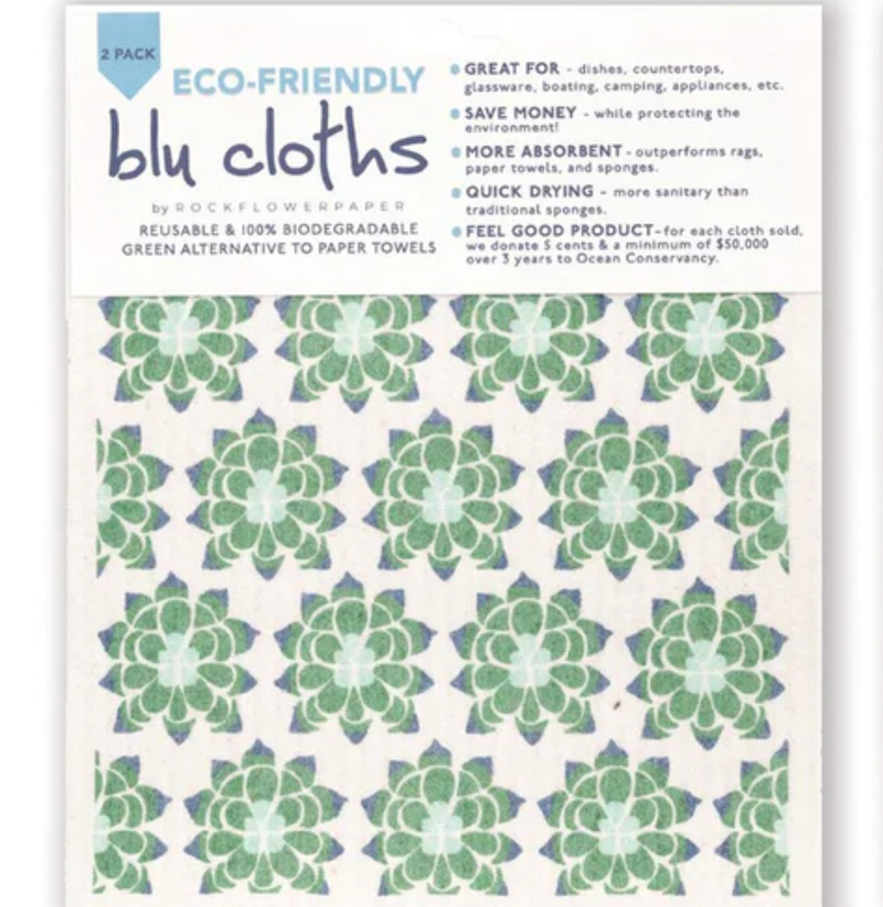 Desert Succulent Blu Swedish Dish Cloths – Set of 2