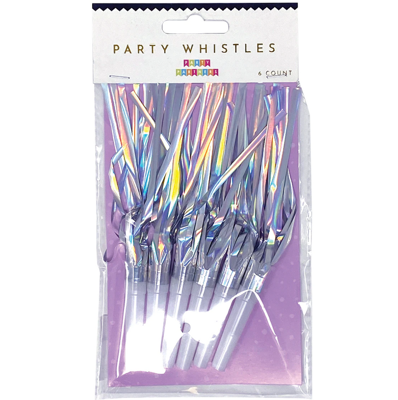 Iridescent Party Whistles / Tooters – Set of 6